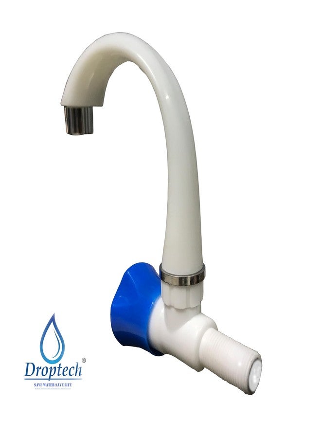 Droptech PVC Sink taps Cock for Kitchen Sink Faucet/Plastic Sink Cock tap/Bathroom Wash Basins Wall Mounted Standard Size 1/2'' (15mm) White Cobra Blue Pack of 2 - Image 5