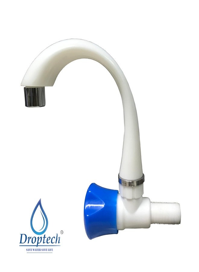 Droptech PVC Sink taps Cock for Kitchen Sink Faucet/Plastic Sink Cock tap/Bathroom Wash Basins Wall Mounted Standard Size 1/2'' (15mm) White Cobra Blue Pack of 2 - Image 3