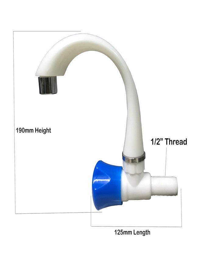Droptech PVC Sink taps Cock for Kitchen Sink Faucet/Plastic Sink Cock tap/Bathroom Wash Basins Wall Mounted Standard Size 1/2'' (15mm) White Cobra Blue Pack of 2 - Image 4