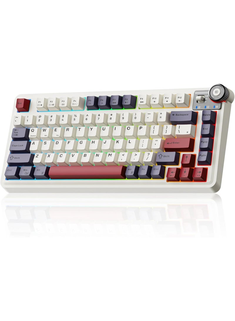 AULA لوحة مفاتيح ميكانيكية لاسلكية ثلاثية الوضع AU75 بتصميم مدمج 75% – لوحة مفاتيح للألعاب قابلة للتبديل مع مفتاح Star Vector، بلوتوث، 2.4GHz ووضع سلكي، إضاءة خلفية RGB للألعاب، الكمبيوتر الشخصي واستخدام المكتب - Image 1