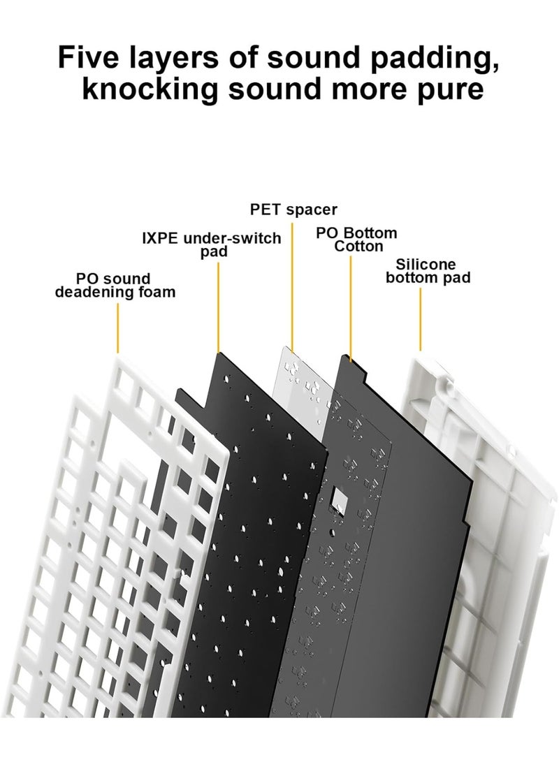 AULA لوحة مفاتيح ميكانيكية لاسلكية ثلاثية الوضع AU75 بتصميم مدمج 75% – لوحة مفاتيح للألعاب قابلة للتبديل مع مفتاح Star Vector، بلوتوث، 2.4GHz ووضع سلكي، إضاءة خلفية RGB للألعاب، الكمبيوتر الشخصي واستخدام المكتب - Image 3