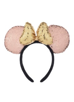 A Miaow 3D Black Mouse Sequin Ears Headband Mm Glitter Butterfly Hair Clasp Park Supply Adults Women Photo Accessory (Champagne And Golden)  - Image 1