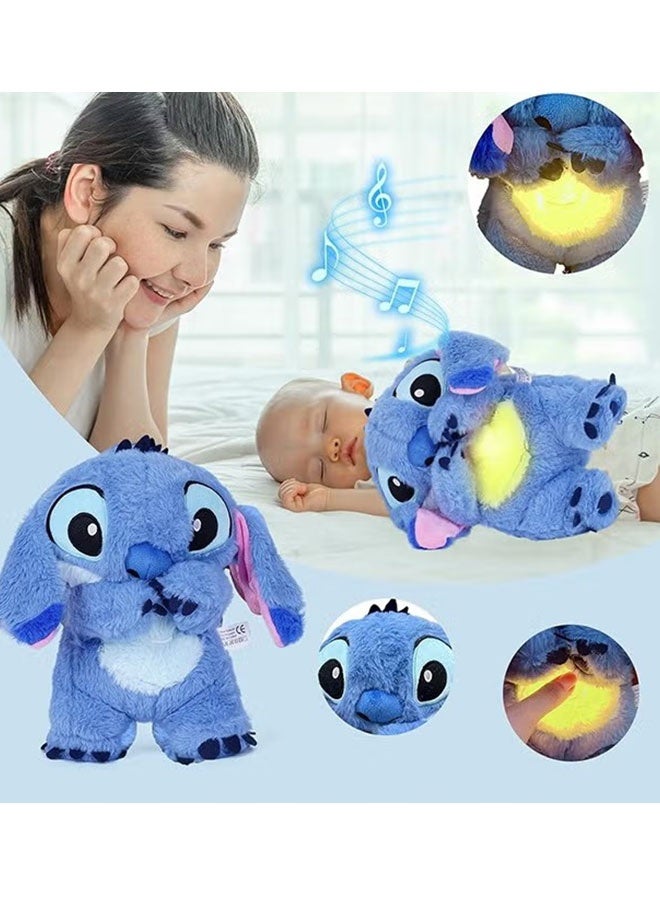 Realfrog Stitch Plush Toy with Rhythmic Breathing and Music Lights, Breathing Cartoon Anxiety Relief Plushies, Stitch Stuffed Animal Plush Dolls, Stitch Baby Sound Machine for Sleep (Blue) - Image 4