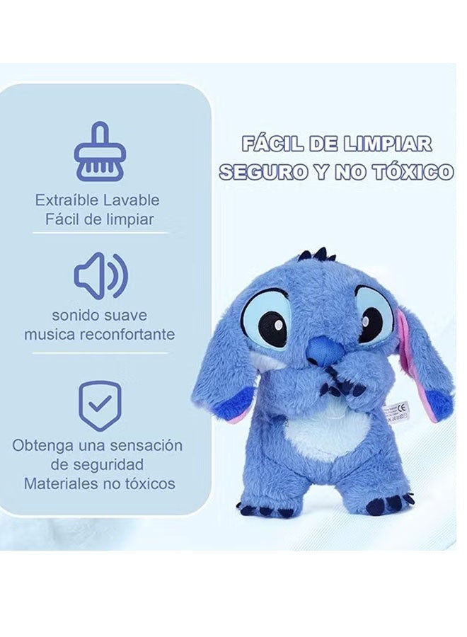 Realfrog Stitch Plush Toy with Rhythmic Breathing and Music Lights, Breathing Cartoon Anxiety Relief Plushies, Stitch Stuffed Animal Plush Dolls, Stitch Baby Sound Machine for Sleep (Blue) - Image 3