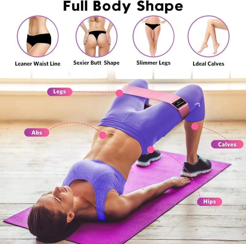 RenoJ Resistance Bands for Working Out: 3-Set Professional Exercise Bands for Pilates, Yoga, Home Gym, Booty, Leg Training | Heavy/Medium/Light Fabric Loops for Women Men - Image 4
