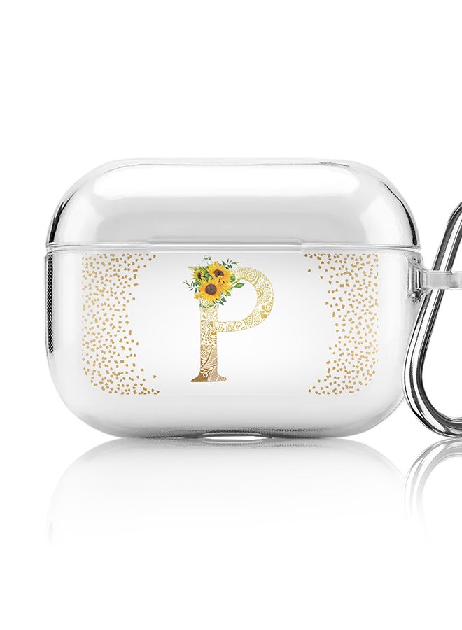Stylizedd Classic Clear printed Case for Apple Airpods Pro Soft TPU Gel Thin Transparent Flexible Cover - Custom Monogram Initial Letter Mandala Floral Pattern Alphabet - P (Clear )  - Image 1