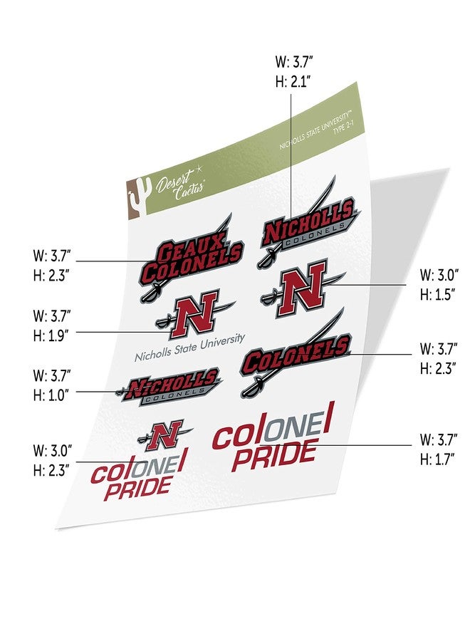Desert Cactus Nicholls State University Sticker Colonels Geaux Sticker Vinyl Decals Laptop Water Bottle Car Scrapbook Sheet T2 (Type 2) - Image 4