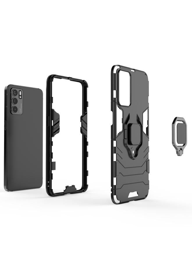 اس-توب جراب لهاتف OPPO Reno6 5G مقاوم للصدمات مصنوع من مادة PC + TPU مع حامل حلقي مغناطيسي - Image 3