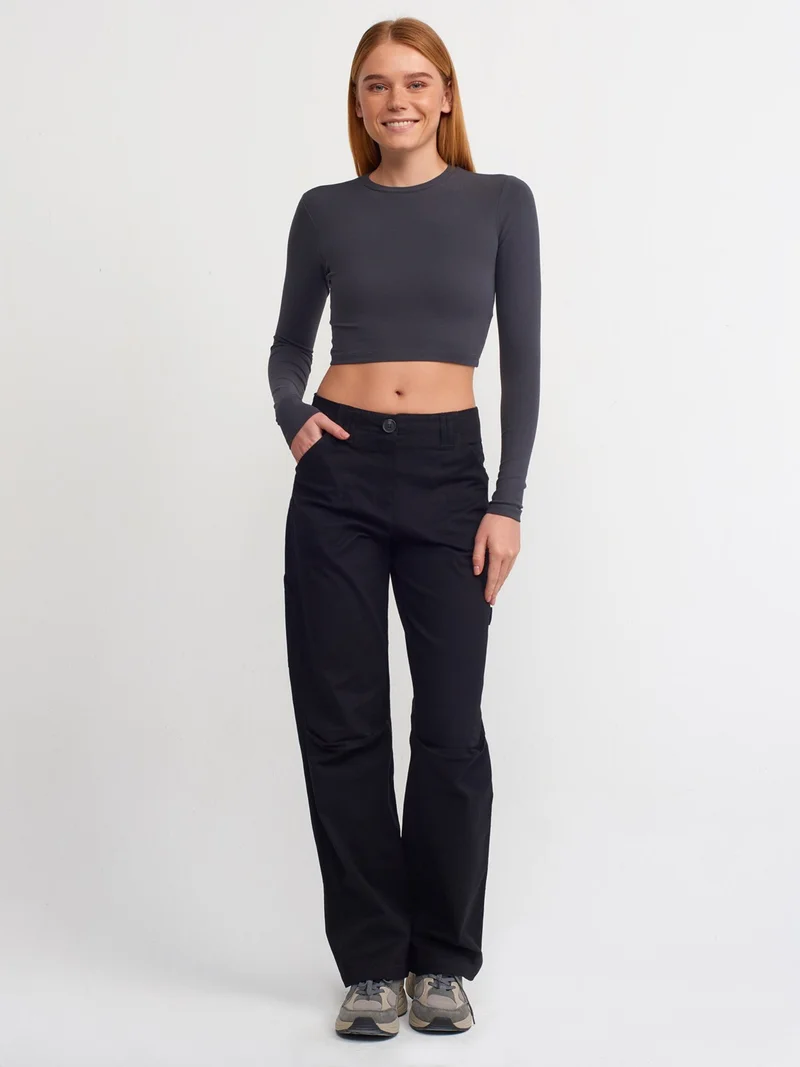 ديلفين 30349 Crew Neck Long Sleeve Top-Anthracite