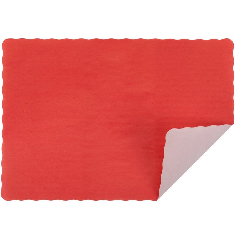 TableTop King Red Colored Paper Placemat with Scalloped Edge  1000Case 10 x 14 