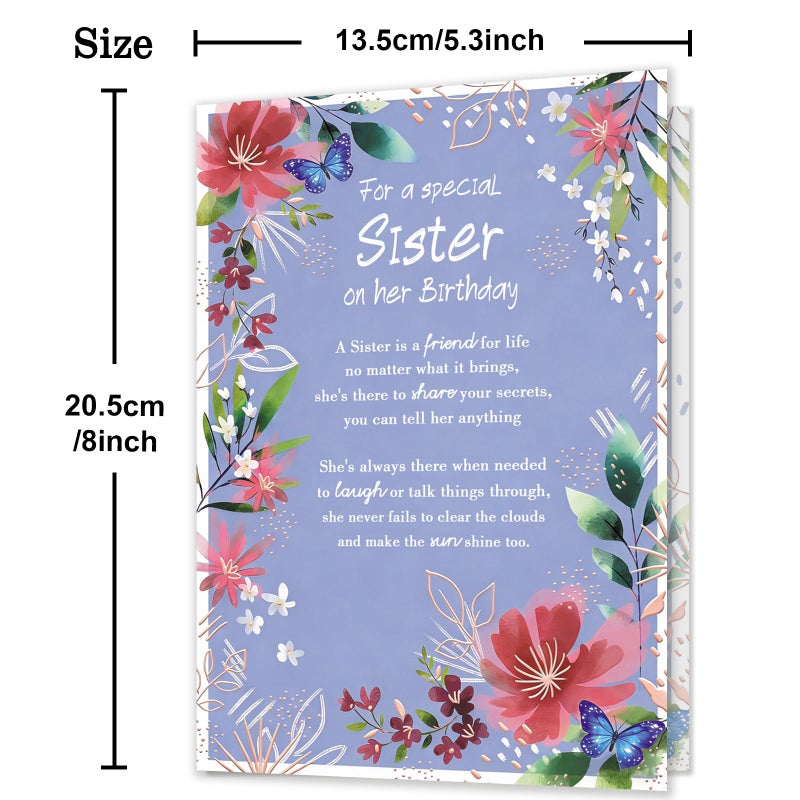 HEJOYN Sister Birthday Cardï¼ŒHappy Birthday Cards & Gift for Sister - Image 3