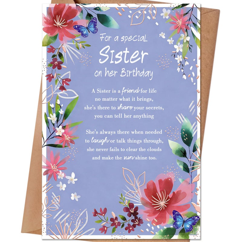 HEJOYN Sister Birthday Cardï¼ŒHappy Birthday Cards & Gift for Sister - Image 1
