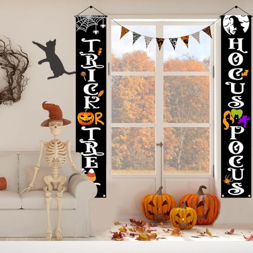 Olanrun Hanging Halloween Door Decorations, 70-inch Front Door Banner Decor Porch Sign Halloween Decorations Indoor Outdoor, Funny Reusable Banner for Party Office Home Yard Outside Wall Garage - Image 5