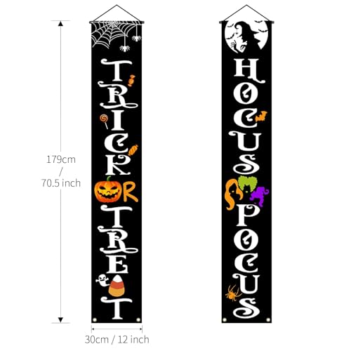 Olanrun Hanging Halloween Door Decorations, 70-inch Front Door Banner Decor Porch Sign Halloween Decorations Indoor Outdoor, Funny Reusable Banner for Party Office Home Yard Outside Wall Garage - Image 4