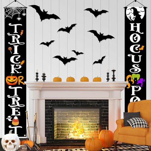 Olanrun Hanging Halloween Door Decorations, 70-inch Front Door Banner Decor Porch Sign Halloween Decorations Indoor Outdoor, Funny Reusable Banner for Party Office Home Yard Outside Wall Garage - Image 2