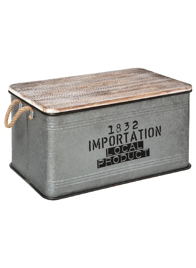 atmosphera 3-Piece High Quality Vintage Design Local Storage Trunk Set Grey and Brown 38 x 60.3 x 33 cm 178716A