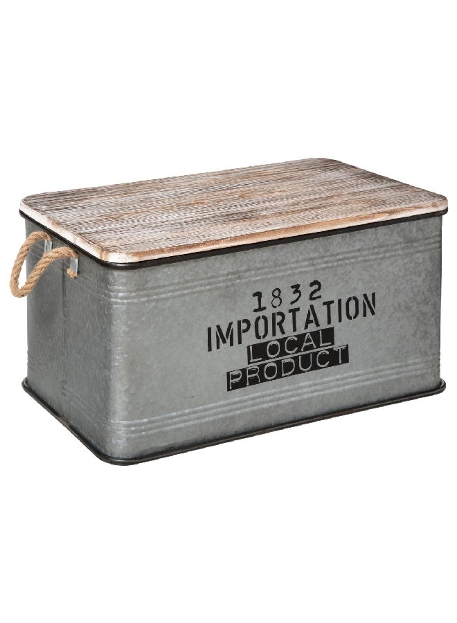 atmosphera 3-Piece High Quality Vintage Design Local Storage Trunk Set Grey and Brown 33 x 38 x 60.3 cm 178716A  - Image 2