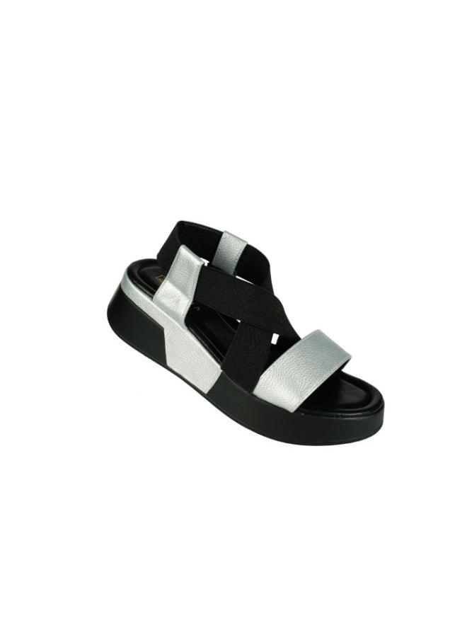 ZAYNA 221-174 Zayna Ladies Backstrap Sandals 23BNX022 Silver  - Image 1