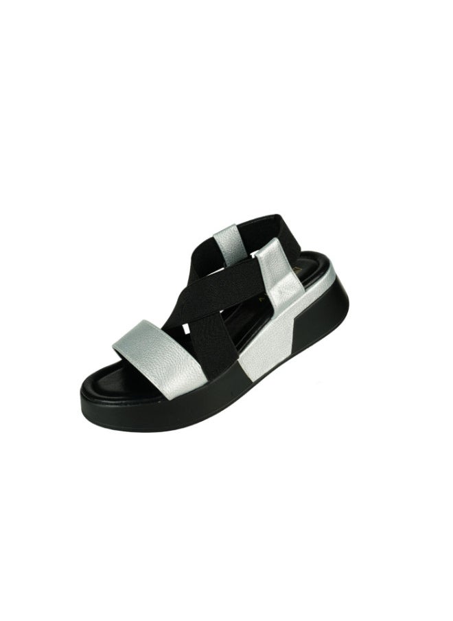 ZAYNA 221-174 Zayna Ladies Backstrap Sandals 23BNX022 Silver  - Image 3