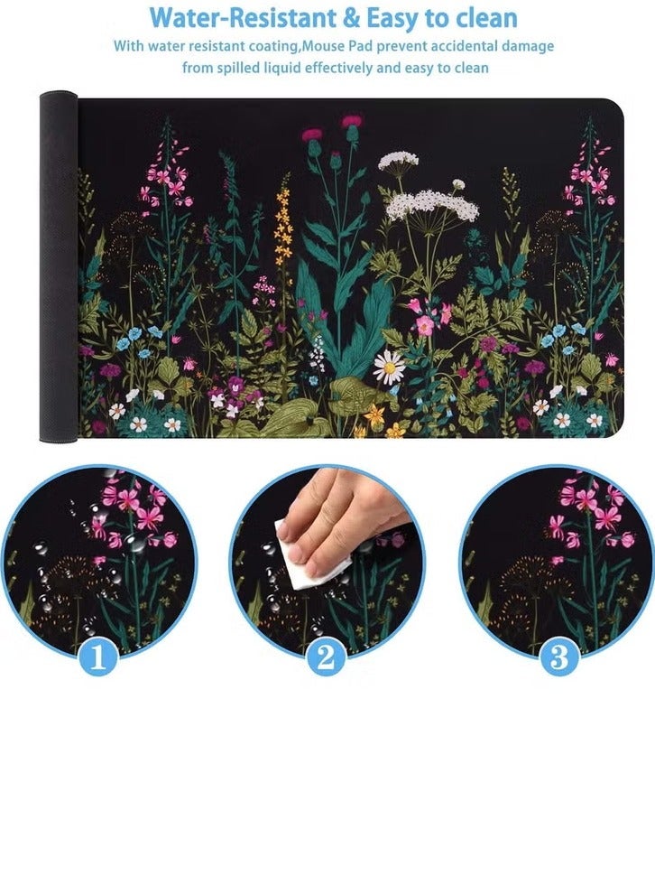 الباندا العملاقة لوحة ماوس ألعاب كبيرة 900 × 400 × 3 مم، حصيرة مكتب كبيرة للوحة المفاتيح وديكور المكتب - زهرة - Image 5