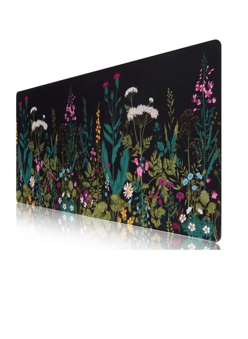 الباندا العملاقة لوحة ماوس ألعاب كبيرة 900 × 400 × 3 مم، حصيرة مكتب كبيرة للوحة المفاتيح وديكور المكتب - زهرة - Image 1