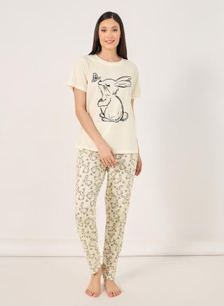 Bunny Print T-Shirt and Cuffed Pyjama Set - pzsku/ZC746C8FB1FBE1F712095Z/45/_/1739732027/3f88629d-a08c-449b-ad62-ae7dcae1759d