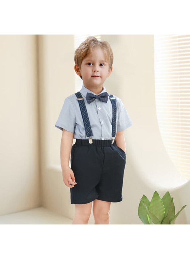 LUOBOBEIBEI Luobu Beibei Boys' Formal Wear, Children's Suspender Pants And Vest Set, Back-to Chorus Host Performance Outfit, Suspender Pants Set, 150 - Image 3