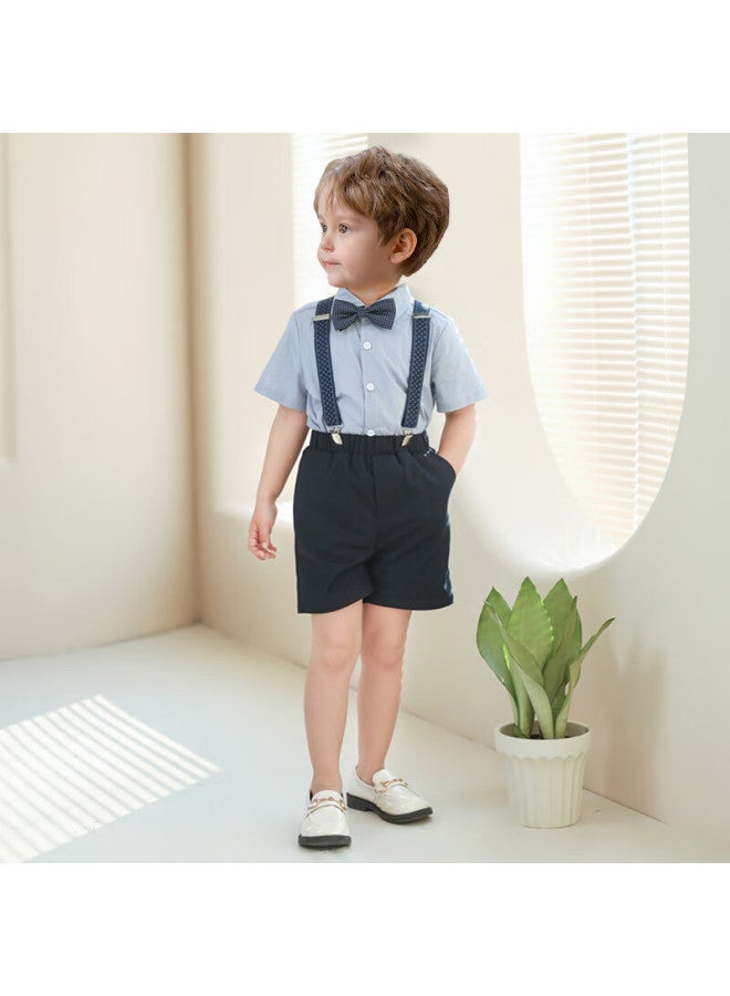 LUOBOBEIBEI Luobu Beibei Boys' Formal Wear, Children's Suspender Pants And Vest Set, Back-to Chorus Host Performance Outfit, Suspender Pants Set, 150 - Image 4