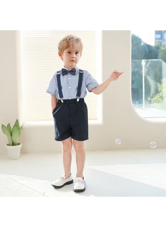 LUOBOBEIBEI Luobu Beibei Boys' Formal Wear, Children's Suspender Pants And Vest Set, Back-to Chorus Host Performance Outfit, Suspender Pants Set, 150 - Image 2
