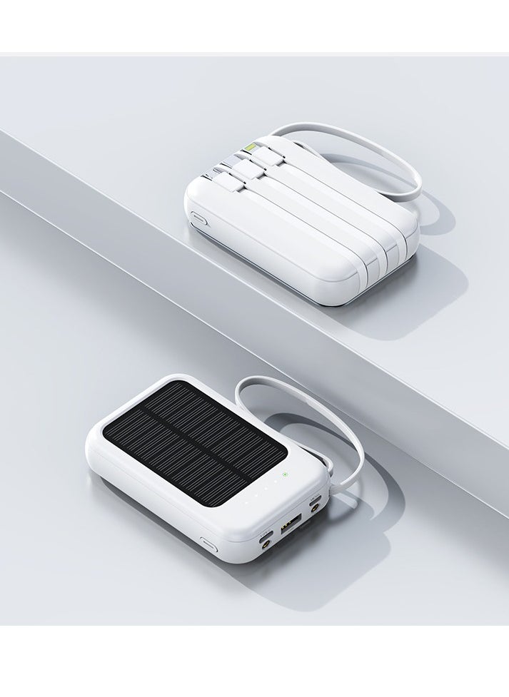 Generic - New solar power bank 10000 mAh large capacity comes with charging cable mini mobile power supply essential for camping (white) - Image 1
