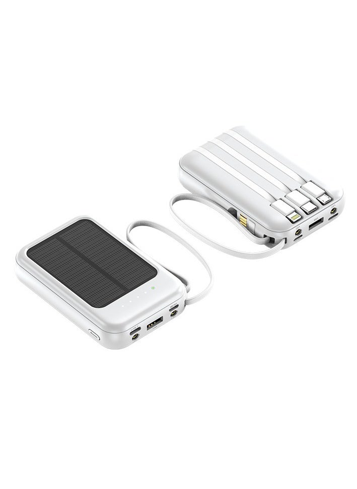 Generic - New solar power bank 10000 mAh large capacity comes with charging cable mini mobile power supply essential for camping (white) - Image 1