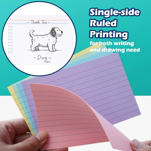 Olivo Colored Index Cards 4x6 Lined Ruled Flash Note Cards 100 Count, 5 Pastel Colors Assorted, 220 GSM Heavy Weight - Image 3