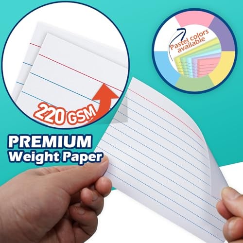 Olivo Colored Index Cards 4x6 Lined Ruled Flash Note Cards 100 Count, 5 Pastel Colors Assorted, 220 GSM Heavy Weight - Image 5