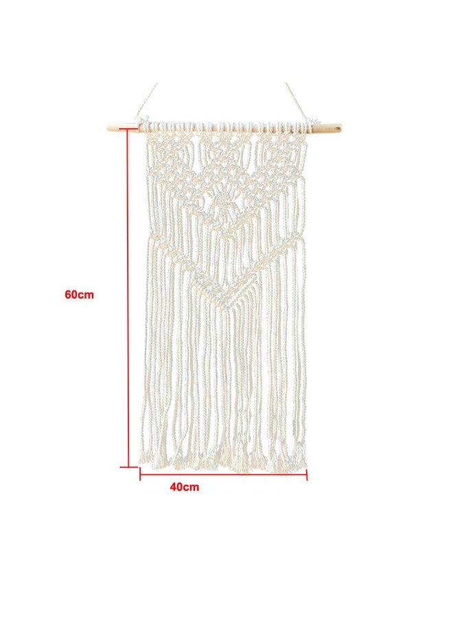 NIBEMINENT Hand Made Wall Hanging Tassel Tapestry Beige 40x60centimeter - Image 2