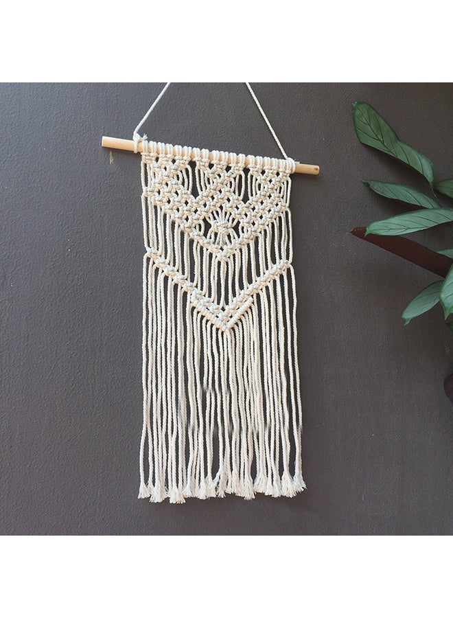 NIBEMINENT Hand Made Wall Hanging Tassel Tapestry Beige 40x60centimeter - Image 3