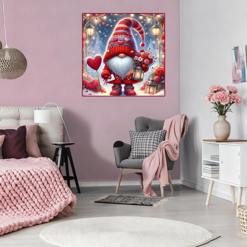 TaeYsck Valentine's Day DIY 5D Diamond Art Painting Kits for Adults Kids Beginner,Gnome Flowers Full Round Drill Gems Art Diamond Dots Love Picture for Home Wall Decor - Image 4