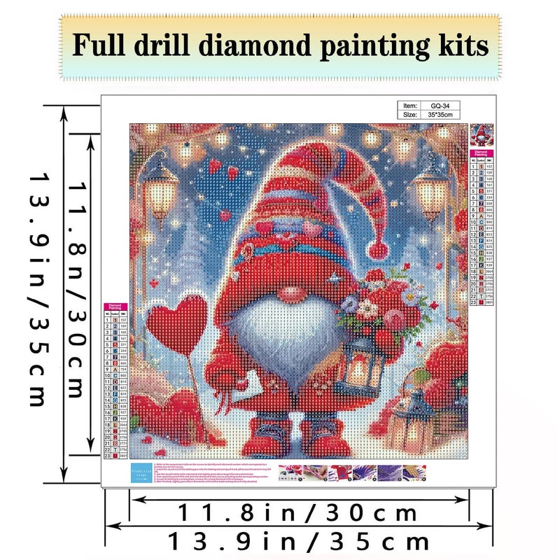 TaeYsck Valentine's Day DIY 5D Diamond Art Painting Kits for Adults Kids Beginner,Gnome Flowers Full Round Drill Gems Art Diamond Dots Love Picture for Home Wall Decor - Image 2
