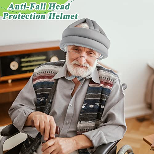 Woanger 2 Pcs Anti Fall Elder Head Safety Helmet for Adults Special Needs Thick Soft Protective Hat Adjustable Seniors Fall Prevention Head Protection Cap Elderly Helmet for Injury Protection (Gray) - Image 5