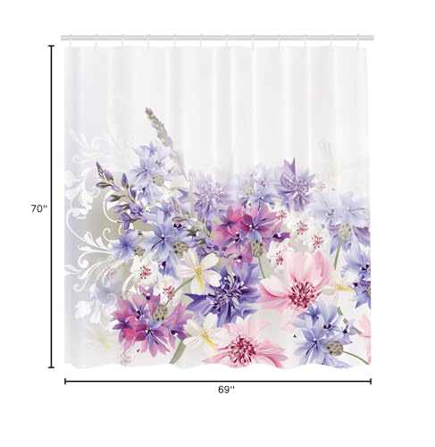 أمبيسون Ambesonne Lavender Surtain Stain Pastel Cornflowers Bridal Classic Descor - Image 5