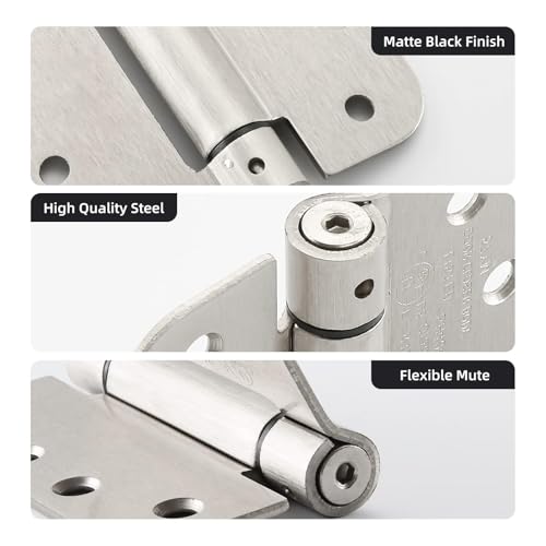 HOME MASTER HARDWARE Self Closing Door Hinges, 4 inch Spring Loaded Hinges, Adjustable Tension for Interior Door, UL Listed with 5/8" Radius Corners, Satin Nickel, 2 Pack - Image 5