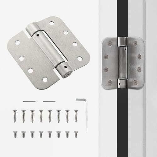 HOME MASTER HARDWARE Self Closing Door Hinges, 4 inch Spring Loaded Hinges, Adjustable Tension for Interior Door, UL Listed with 5/8" Radius Corners, Satin Nickel, 2 Pack - Image 4