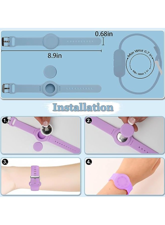 Anti-loss Silicone Protective Case, Waterproof Wristband and Kids Watchband for Apple AirTag (White+Green) - Image 4