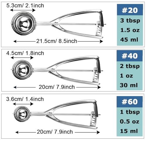 Saebye Cookie Scoop Set, Ice Cream Scoop Set, 3 PCS Metal Ice Cream Scoop Trigger Include Large-Medium-Small Size, Select 18/8 Stainless Steel, Secondary Polishing - Image 2