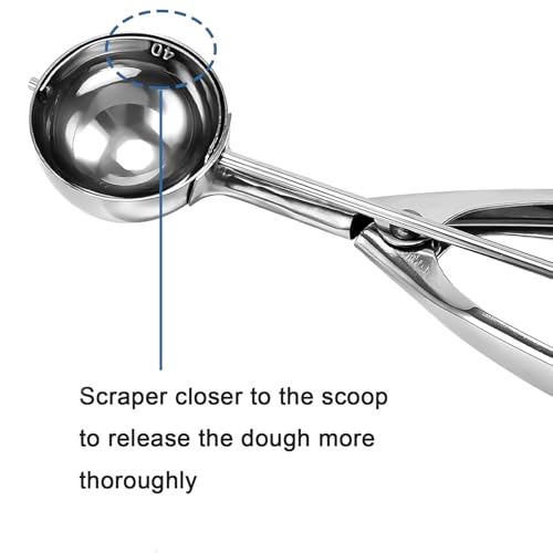Saebye Cookie Scoop Set, Ice Cream Scoop Set, 3 PCS Metal Ice Cream Scoop Trigger Include Large-Medium-Small Size, Select 18/8 Stainless Steel, Secondary Polishing - Image 5
