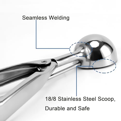 Saebye Cookie Scoop Set, Ice Cream Scoop Set, 3 PCS Metal Ice Cream Scoop Trigger Include Large-Medium-Small Size, Select 18/8 Stainless Steel, Secondary Polishing - Image 3