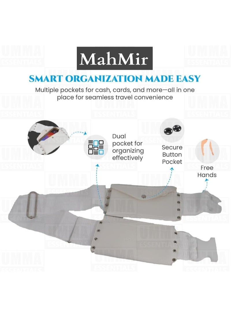 MahMir - MahMir Premium Ihram Belt for Men – Comfortable, Adjustable, White Belt for Hajj & Umrah, Unstitched, Waterproof, Follows Sunnah, Ideal for Ahram & Ehram - Image 1