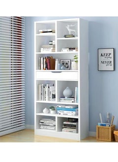 fashionhome Multipurpose Multi-Tiers Modern Design Bookshelf Large Storage Display Rack With Drawer Vertical Economical Against Wall Floor Shelf Bookcase for Living Room Home Office Furniture 50x20x180 cm  - Image 2