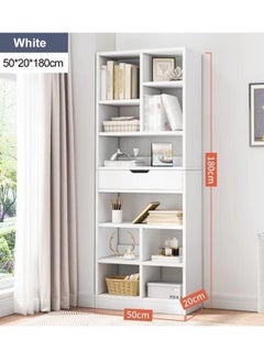 fashionhome Multipurpose Multi-Tiers Modern Design Bookshelf Large Storage Display Rack With Drawer Vertical Economical Against Wall Floor Shelf Bookcase for Living Room Home Office Furniture 50x20x180 cm  - Image 5