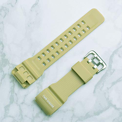 OliBoPo Natural Resin Replacement Watch Strap for Casio Mens G-Shock Master of G Mudmaster Twin Sensor Sports Watch GG-1000/GWG-100/GSG-100 (Beige) - Image 2