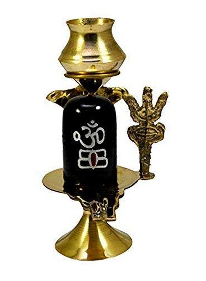 BANSIGOODS Brass Shaligram Shiva Ling Lingam Shivling Statue Decorative Showpiece - 7.62 cm (Brass, Gold) - Image 2